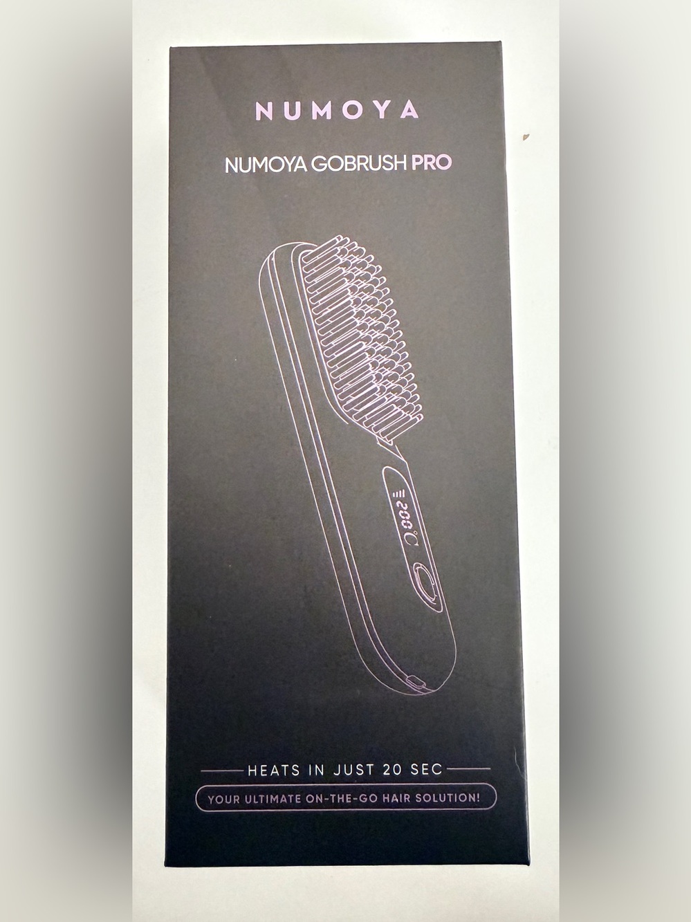 Numoya GoBrush Pro Heated Hair Brush — Black with Pink Accents